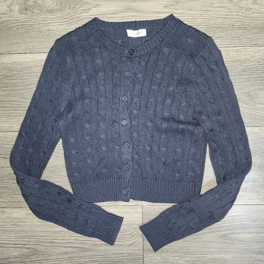 Women's Size Medium Navy Blue Long Sleeve Button Up Cardigan
